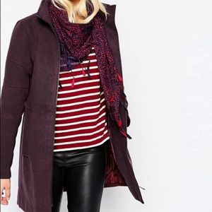 Dark purple hip length coat